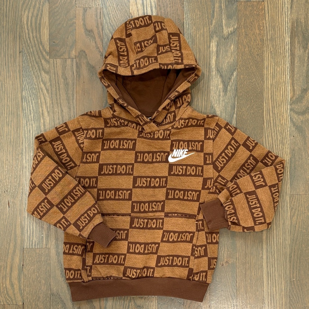 Nike Kids Brown Checker 'Just Do It' Hoodie